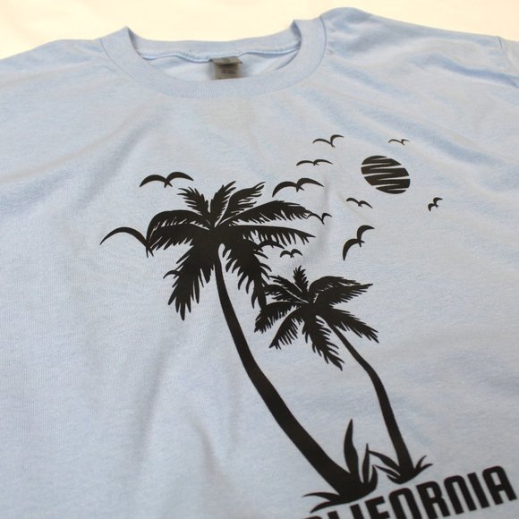 SV-California | light blu | Men's Short Sleeve T-Shirt Casual Graphic Tees | NEW - Picture 3 of 3